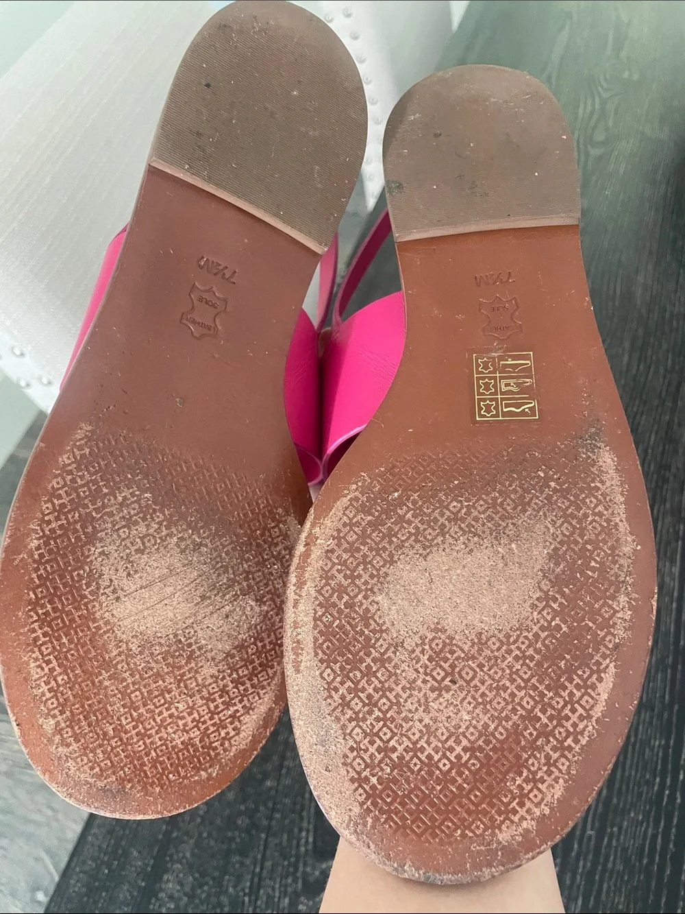 Tory Burch Hot Pink Leather Logo Slingback Sandals with box